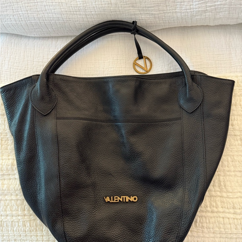 Valentino Black Leather Tote Bag